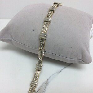 Lady's 14k Yellow Solid Real 2Tone Gold Diamond Fancy Link Bracelet 19.10g